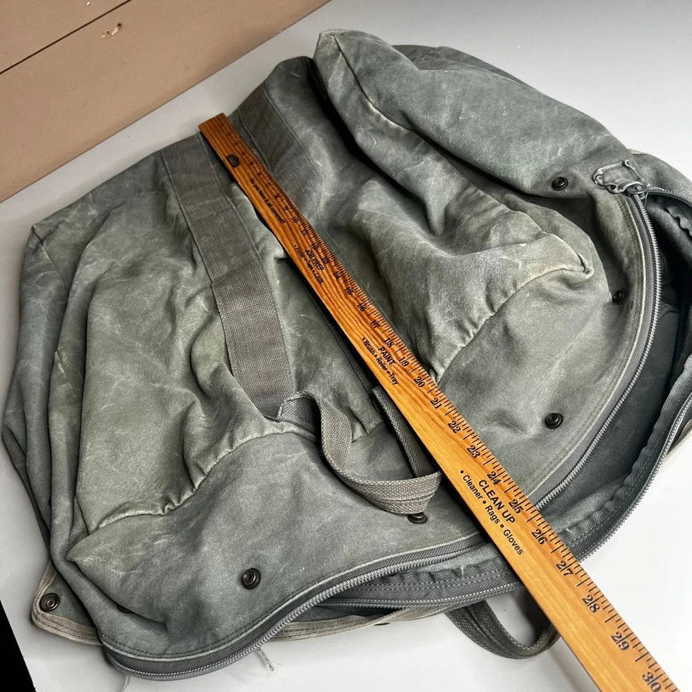 Vintage Waxed Canvas Flight Bag Military‎ Style Duffel Olive Drab Large Utility